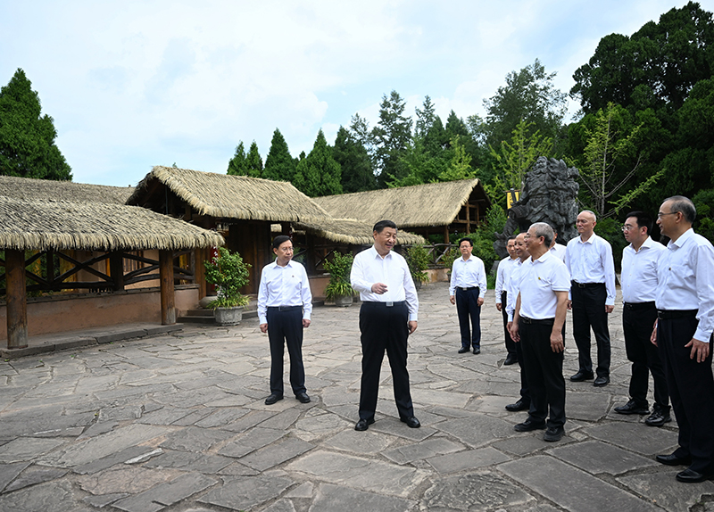 7月25日至27日，中共中央總書記、國家主席、中央軍委主席習(xí)近平在四川考察。這是25日下午，習(xí)近平在廣元市劍閣縣翠云廊考察。